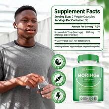 Rosabella Moringa Capsules - Pure Moringa Oleifera Leaf Powder, Packed With Antioxidants, Essential Vitamins & Amino Acids, Boost Energy, Skin, Immune & Gut Health - 60 Unflavored Veggie CapsulesNon-GMO, Gluten Free - 其他 - 查看 6