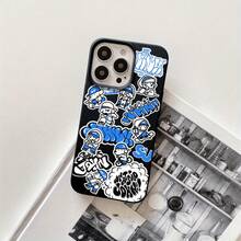 Funda protectora para phone con diseño de letras inglesas azules y orificios grandes. Compatible con phone 16 Pro Max, 16, 15 Pro, 14, 14 Plus/14 Pro Max, 13, 13 Pro, 12 Pro y 11/11 Pro. Regalos para cumpleaños y festividades - Negro - Ver 1