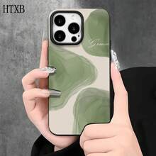 Phone 1PC Fundas protectoras y fundas protectoras de imitación con orificios grandes con estampado de bloques verdes, adecuadas para phone16promax, 16 15pro, 14 14 Plus/14 Promax, 13 13 Pro, 12Pro, 11/11 Pro Pro Series. Regalos Cumpleaños Y Fiestas - Blanco - Ver 2