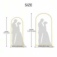 2 Pack Metal Arch Backdrop Stand(7.2FT/6FT), Decorative Balloon Arch Stand, Easy Assembly Gold Wedding Arch, Stable Backdrop Arch Stand For Wedding Ceremony, Birthday Party, Baby Shower - Vàng - Xem 3