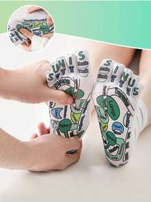 2/3 件足部按摩棒、五指袜、健康袜、带穴位图的创意袜子、穴位按摩袜、足底按摩袜和按摩棒，缓解足部疲劳、足部经络按摩棒、头发、美发工具、护发、学校、返校、旅行、旅行必需品、家居必需品、水疗、按摩工具、按摩、按摩器、水疗 - 綠色 - 查看 14