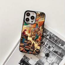 Funda protectora para phone con orificios grandes, diseño de imitación de pintura de discos de colores, compatible con phone 16 Pro Max, 16, 15 Pro, 14, 14 Plus/14 Pro Max, 13, 13 Pro, 12 Pro y 11/11 Pro. Regalos para cumpleaños y festividades - Negro - Ver 1