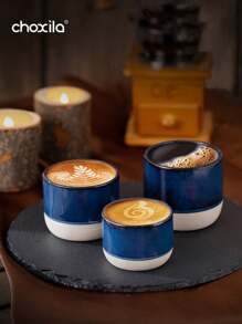 choxila 1 件蓝色粗陶咖啡杯、马克杯、中东风格、浓缩咖啡杯、复古陶瓷功夫茶杯、主人茶杯、节日礼物、适用于办公室、咖啡厅、咖啡角、下午茶、家庭聚会、沙特国庆节礼物 - 咖啡杯 - 查看 5