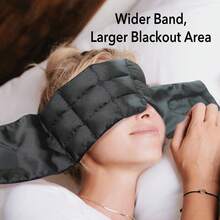 10oz Weighted Sleep Mask For Men & Women, Adjustable Pressure Eye Cover For Side Sleepers, Dual-Layer Design For Enhanced Comfort, Blackout Blindfold Ideal For Travel & Relaxation, Breathable & Light-Blocking Sleep Accessory - 黑色 - 查看 5
