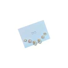 Elegant Metallic Pearl Mother-Of-Pearl Earrings Three-Piece Set Simple Niche Gentle Geometric Versatile Light Luxury Earrings For Women - sr-637 02貝殼珍珠套裝 - 查看 5