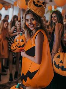 Halloween Pumpkin Costume For Adults, Orange Halloween Costume, Party Dress For Women - Multicolor - View 3