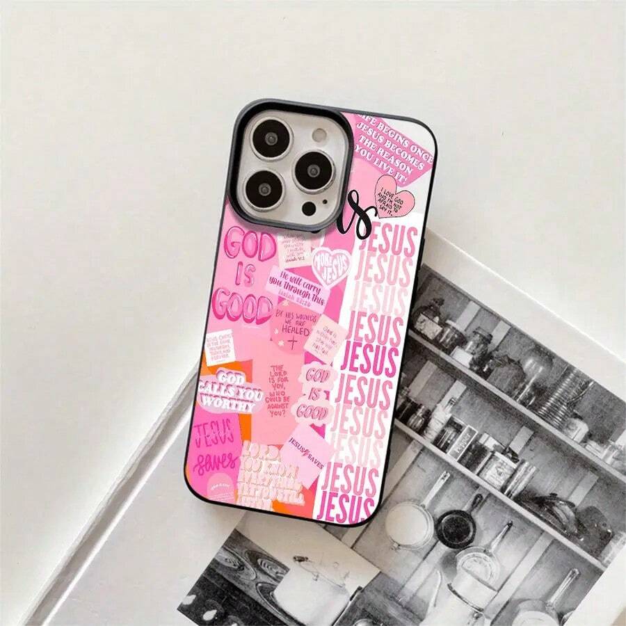 Funda protectora para phone con diseño de letras rojas y orificios grandes. Compatible con phone 16 Pro Max, 16, 15 Pro, 14, 14 Plus/14 Pro Max, 13, 13 Pro, 12 Pro, 11/11 Pro. Ideal para regalar en cumpleaños y otras ocasiones especiales. - Negro - Ver 1