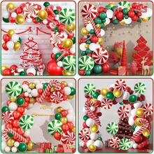 126 piezas Juego de arco de guirnalda de globos blancos de Navidad, Juego de arco de globos de jengibre de vacaciones, Decoraciones navideñas de globos, Guirnalda de globos para fiesta de Navidad, Juego de arco de globos de bastón de caramelo