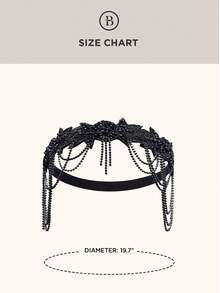 BABEYOND 1920s Flapper Headpiece Roaring 20s Headband Great Gatsby Headband Chain For Women Vintage Hair Accessory - 黑色 - 查看 5