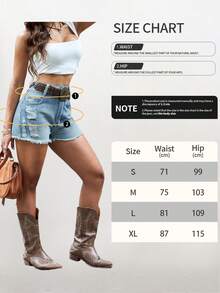Light Wash Distress Denim Jean Shorts For Women With Raw Hem For Western Inspired Daily Outings - 淺色水洗藍 - 查看 2