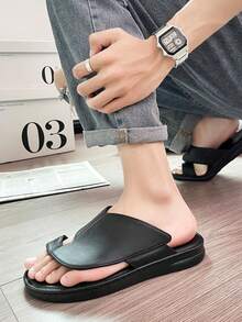 Sandalias de hombre de primavera a verano - Sandalias de hombre - Chanclas ligeras de moda para hombre - Cómodas, antideslizantes, sandalias tipo chancla para playa, camping y uso casual, diseño en negro y blanco - Negro - Ver 5