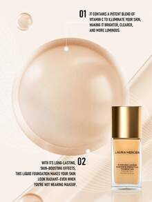 Laura Mercier 无瑕光采粉底液 #2N1 腰果色 30ml/1 盎司 - | 15 小时持久保湿配方，打造透亮肤色 | 中度至高度遮瑕，自然光泽妆效 | 透气配方，提升肌肤光泽，遮盖瑕疵 | 蕴含维生素 C，提亮肤色，改善肤质 | 不致粉刺，适合所有肤质 - 2N1 Cashew - 查看 4