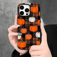 Funda protectora para teléfono con diseño de calabaza a rayas naranjas y negras, con orificios grandes, compatible con phone 16 Pro Max, 16, 15 Pro, 14, 14 Plus/14 Pro Max, 13, 13 Pro, 12 Pro, 11/11 Pro Series. Regalos para cumpleaños y fiestas - Blanco - Ver 6