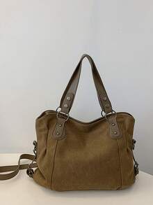 New Arrival Large Capacity Minimalist Casual Tote Bag - Brown - View 3