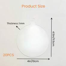 3 pulgadas, 4 pulgadas Piezas decorativas de plástico en blanco, adornos acrílicos transparentes, adornos acrílicos redondos en blanco, anillos colgantes de Navidad, adornos de árbol de Navidad en blanco para manualidades DIY - transparente - Ver 8