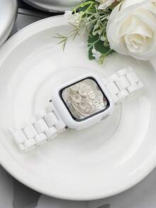 1条白色树脂表带，兼容表带40mm、44mm、45mm、41mm、42mm、38mm，适用于Ultra、SE、Series 11、10、9、8、7、6、5、4、3、2、1代手表 - 白色 - 查看 3