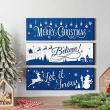 3 Pcs Christmas Blue Hanging Signs Rustic Wooden Snowflakes Wall Hanging Decor Merry Christmas Believe Let It Snow Wood Ornaments And Plaques For Xmas Holiday Winter Home Decorations Christmas Decorations Room Decor