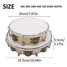 8/10-Inch Tambourine Double Row Metal Jingles Hand Held Tambourine Drum Musical Instrument - Multicolor - View 2