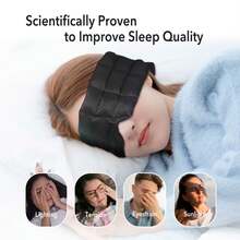 10oz Weighted Sleep Mask For Men & Women, Adjustable Pressure Eye Cover For Side Sleepers, Dual-Layer Design For Enhanced Comfort, Blackout Blindfold Ideal For Travel & Relaxation, Breathable & Light-Blocking Sleep Accessory - 黑色 - 查看 6