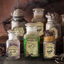 6 PIEZAS Etiquetas adhesivas vintage y espeluznantes para botellas de vino de Halloween, decoraciones de etiquetas adhesivas de papel resistentes al agua para botellas de vino de fiesta de Halloween, recuerdos de fiesta de Halloween