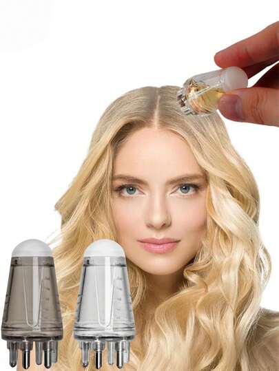 مشط تطبيق زيت فروة الرأس متعدد الوظائف بكرة - رمادي/أبيض، أداة تطبيق سائل علاجي للشعر إرجونومية، فرشاة تدليك الجذور والزيوت الأساسية والسيروم، تطبيق الزيت للشعر، زجاجة مشط تطبيق سعة كبيرة وتصميم سهل الاستخدام، مناسب لسوائل متنوعة، للعناية بفروة الرأس في المنزل والسفر