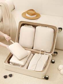 4件套旅行压缩收纳袋套装，轻便旅行行李整理袋，带鞋袋，可扩展收纳袋，节省空间旅行必备品，旅行包，圣诞礼物，节日必备品，旅行必备，节日配件，圣诞节，个性化礼物