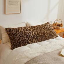 20x54 Fluffy Cheetah Print Body Pillow Cover, Leopard Print Plush Fuzzy Pillowcase With Zipper, Farmhouse Shaggy Long Pillow Cover Women Side Sleepers, Pink - 獵豹紋棕色 - 查看 12