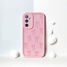 Cute Pink Bowknot Element Fashion Phone Case 1pc Cute Star & Bowknot Design Soft Phone Case, Powder Pink Shockproof Protective Cover For Compatible With OPPO/Compatible With VIVO/Compatible With Honor/Compatible With Apple/Compatible With REALME/Transsion/ Phones Waterproof Anti-Fall Scratch Resistant, International Version, Not The Domestic Version Spring - Pink - View 7