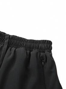 1 chiếc quần short nữ, quần thể thao 2 trong 1 màu trơn có lớp lót, bộ hai mảnh co giãn, thích hợp cho chạy bộ, thể thao, yoga, tập thể dục mùa hè màu đen. - màu đen - Xem 3