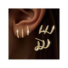 1Pair, Silvery/Golden Color, Women's Claw Set With Super Shiny Synthetic Earrings, Blingbling Dazzling, Exquisite And Lovely, Luxurious And Elegant, Suitable For All Occasions, Perfect Gift For Women - 銀色 - 查看 7