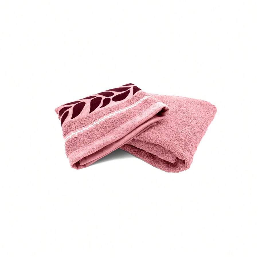 Toalla de Medio Baño 140 cm x 70 cm | Suave y Absorbente, 400 g | Con Diseños Bordados en Múltiples Colores | Ideal para Toda la Familia - Rosa - Ver 1