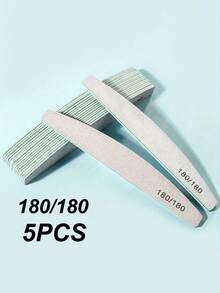 5/10Pcs/Lot Professional Nail Art Polish File Set 80 100 150 180 240 Grit Nail File Moon Style Nails Files Buffer DIY Manicure Tool Accessories - Light Grey - View 17