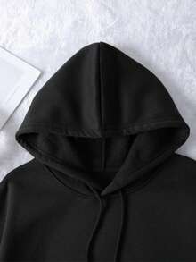 Noutăți toamnă-iarnă 2025, imprimeu cu păianjen, hanorac negru cu glugă, croială supradimensionată pentru femei, pulover lung, pentru ieșiri de seară/vacanțe/birou/acasă/zilnic/ședință foto/stradă/călătorii/brunch/concert la țară/aeroport, haine de damă de toamnă-iarnă, haine de toamnă-iarnă, haine pentru întoarcerea la școală, bal de absolvire, ținute de profesoară pentru femei, bluze de damă pentru ieșiri în oraș, bluze business casual pentru femei, haine de Halloween - Negru - Vizualizare 3