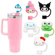 6pcs Sanrio "Quirky Must-Have" Sanrio Cartoon Reusable Straw Toppers, Dust-Proof & Colorful - Fits 10Mm Straws, Perfect For Parties & Gifts
