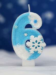 1件雪花花瓣數字生日蠟燭，藍色數字，聖誕白色雪花主題白色與藍色大雪花數字生日蠟燭 - 彩色 - 查看 17