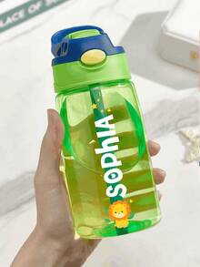 16oz/480ml Personalized Name Water Bottle For Kids, Stainless Steel 12oz/350ml Leakproof Bottle, Unicorn Space Themes, Straw Cap & Name Band Included, Back To School - Style 1 - View 7