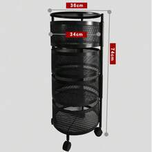 Rolling Trolley With 3/4/5 Levels, Multi-Layer Kitchen Shelf With Wheels, Serving Trolley Made Of Steel, Fold-Out Baskets, Shelf For Kitchen, Bathroom, Black - Black - View 5