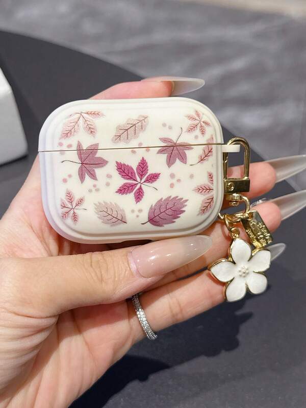 1pc Leaf Pattern Earphone Case Suitable For AirPods Pro, Anti-Drop Protective Cover For AirPods Pro 2, Cute For AirPods 3, Milky White For AirPods 2, For Women
