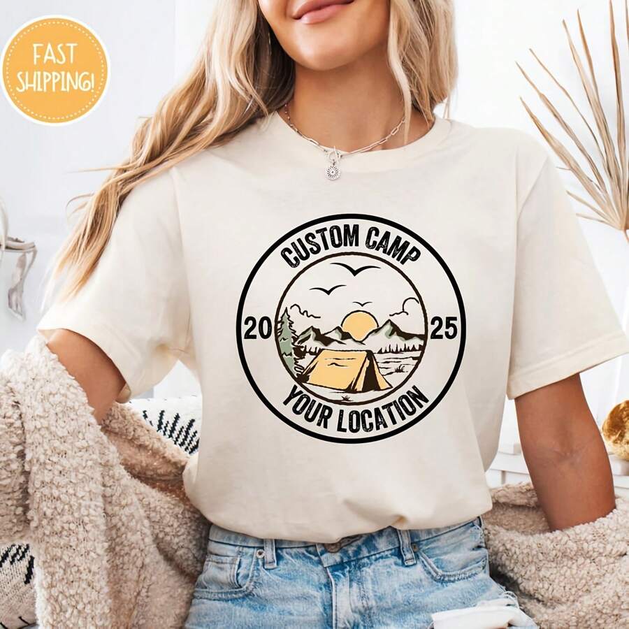 Custom Camp Shirt, Camp Shirt, Camping Friend Gift, Summer Camp Shirt, Camping Shirt, Family Camping, Personalized Camp Shirt, Camping - 白色10 - 查看 1