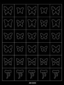 1 张 3D 喷枪模板指甲贴纸，25 种款式自粘心星花蝴蝶火焰美甲贴纸，镂空法式美甲贴纸贴花印刷模板模板工具美甲技巧装饰 - 彩色 - 查看 16