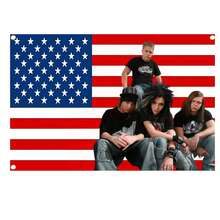 Tokyo Hotel Flagge Wandteppich aus Polyester 90g, Muster für Studentenwohnheim, Schlafzimmer, Wohnzimmer, Heimdekoration, schönes Kunstwerk Wandteppich, ideales Urlaubsgeschenk