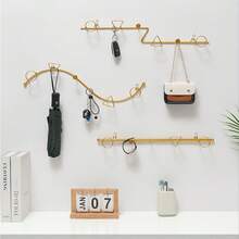 铁艺挂钩更衣室衣架壁挂式玄关衣帽架创意门钩,适用于现代简约室内设计和走廊收纳,耐用金属挂钩系统,哑光表面,节省空间,多功能收纳方案,适用于衣柜、衣橱、玄关、客厅装饰,优雅工业风点缀 - 彩色 - 查看 10