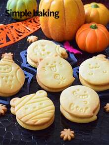3pcs Ghost-Patterned Cookie Cutters, Parent-Child Cookie Molds, Halloween Party Decorations, Cute Cartoon Ghost-Shaped Cookie Stamps, And Easy-To-Use Cookie Shapers - Grey - View 6