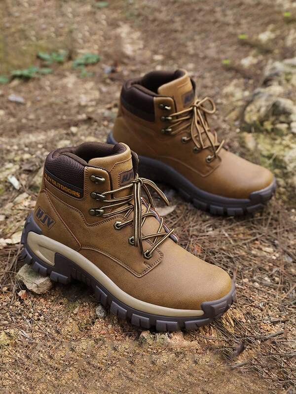 Men's High-Top Military Tactical Work Boots, Leather Motorcycle Combat Boots, Lightweight Hiking Boots, Casual Shoes