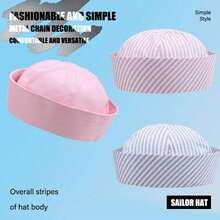 Sombrero de marinero para Cosplay a rayas, versátil, transpirable, cómodo, para puesta en escena, para hombres y mujeres - Lavanda - Ver 1