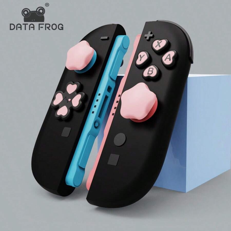 DATA FROG Silicone Button Covers And Thumb Grips Compatible With Switch 2 NS2 Heart Design Accessories