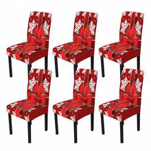 1/4/5/6/7/36 pezzi Set di coprisedia/copripoltrona con stampa di fiori e fiocchi di neve invernali, adatto per uso domestico, ristorante, hotel, scelta ideale per la decorazione moderna quotidiana. La tovaglia si adatta ai tavoli da pranzo quadrati, il coprisedia elastico è lavabile.