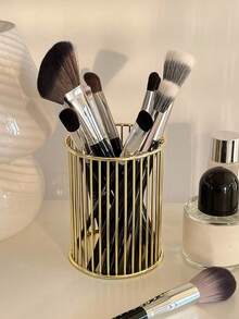 Nordic Style Gold Storage Pen Holder, Makeup Brush Storage Pen Holder, Makeup Brush Storage Rack, Suitable For Dressing Table Countertops, Bathroom Countertops, Storage And Organization - Gold - View 14