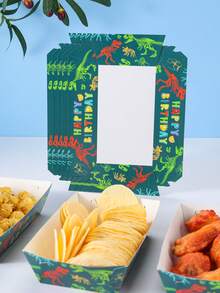 10/24pcs Dinosaur Fossil Food Boxes, Fries Boxes, Popcorn Boxes, Popcorn Boxes, Birthday Party Decor And Home Movie Night Snack Boxes, Suitable For Lunch Box, Bakery Bread, Burger Restaurant - Multicolor - View 4