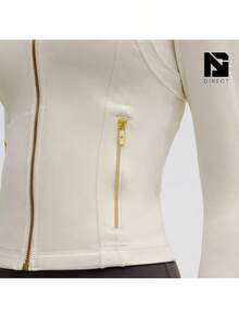 Lululemon Define Cropped Jacket Nulu-For Yoga Gym Running-Sweat-Wicking-Yoga-All Seasons Sport-Spring/Summer-Autumn/Winter-Prefect Thanks Giving Day & Chrismas Gift - Xương/Vàng - Xem 6